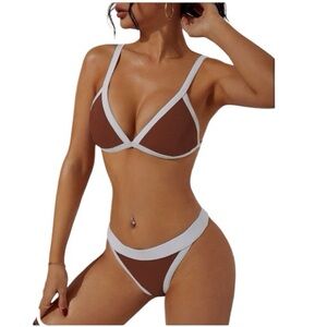 Swimall Triangle Bikini Set Sexy Ribbed Brazilian Cut Size XL NWT